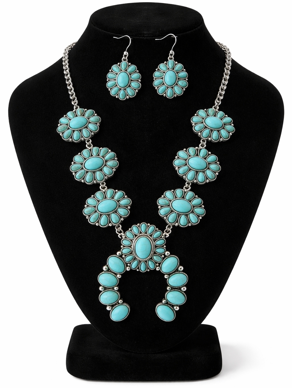 Squash Blossom Statement Necklace and Earring Set “Miley”